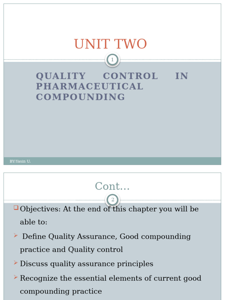 Quality Control in Pharmaceutical Compounding | PDF | Quality Assurance ...