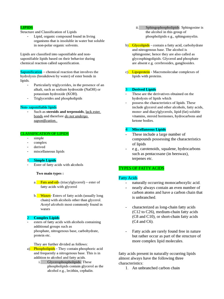 Lipids | PDF | Lipid | Fatty Acid
