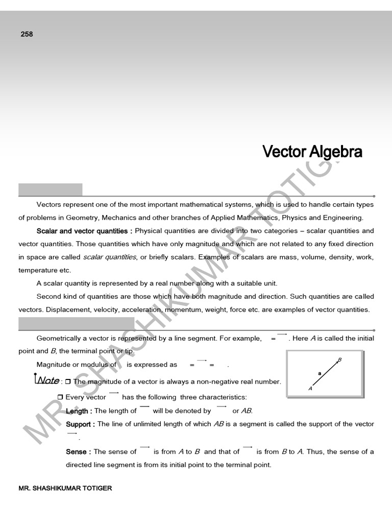 Understanding Vector Algebra Basics | PDF | Euclidean Vector | Quantity