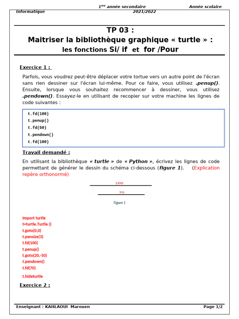 TP Python : Bibliothèque Turtle | PDF | Python (Langage de ...