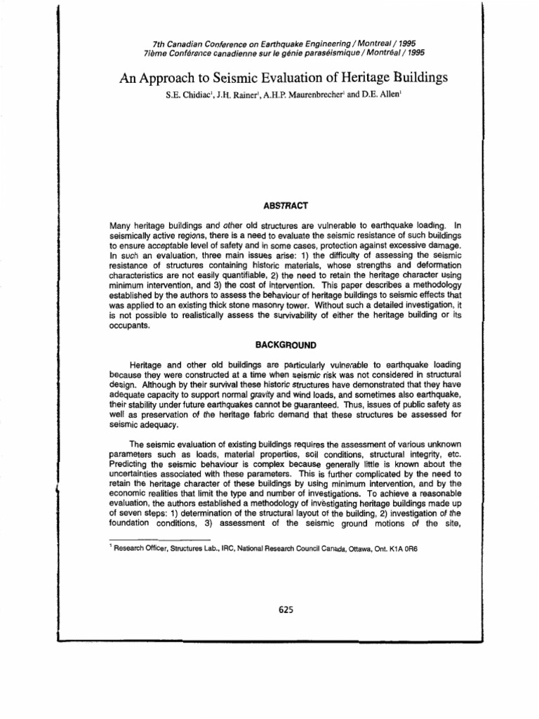 73 - An Approach To Seismic Evaluation of Heritage Buildings | PDF ...