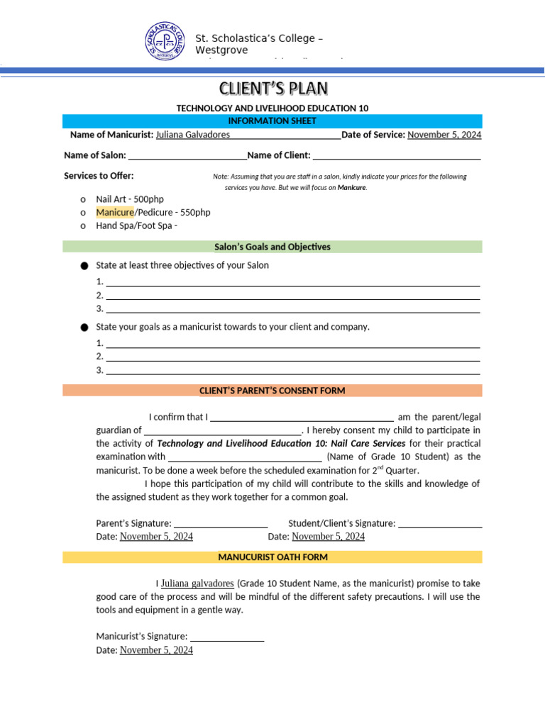 Tle 10 Client's Plan | PDF
