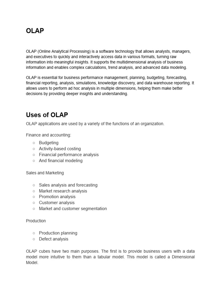 OLAP: Enhancing Data Analysis Insights | PDF | Databases | Relational ...