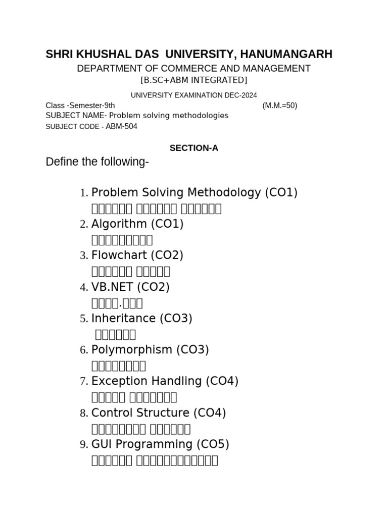 Problem Solving Methodologies 9TH | PDF