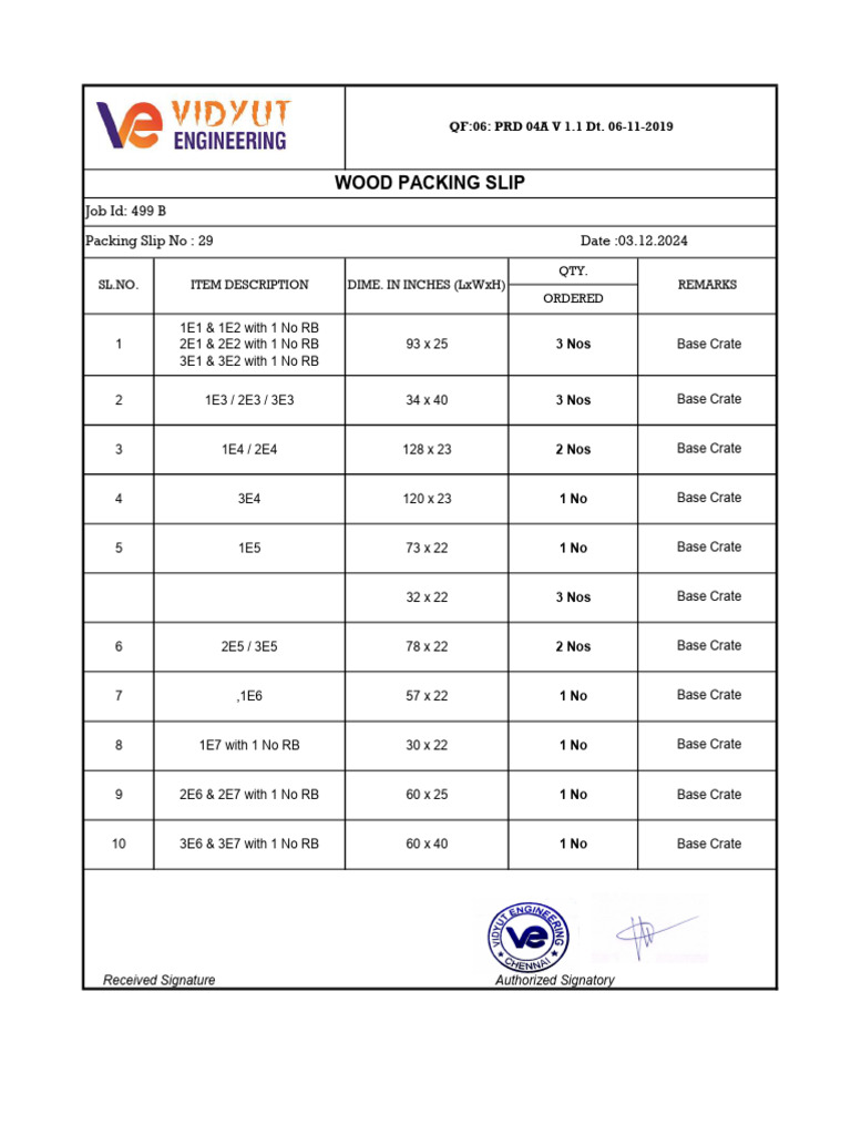 Wood Packing Slip - 29 | PDF