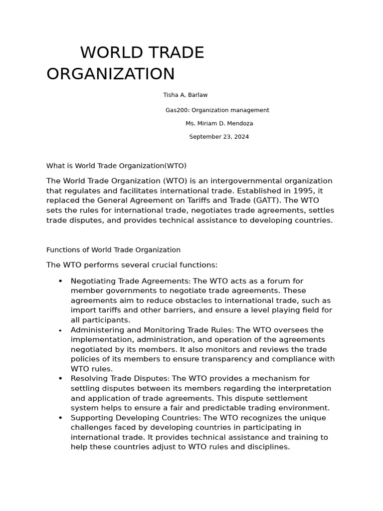 World trade organization pdf world trade organization most