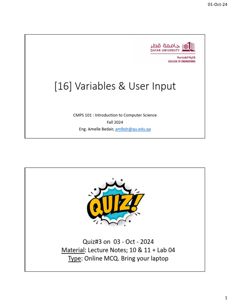 Lect16 | PDF | Algorithms | Variable (Computer Science)
