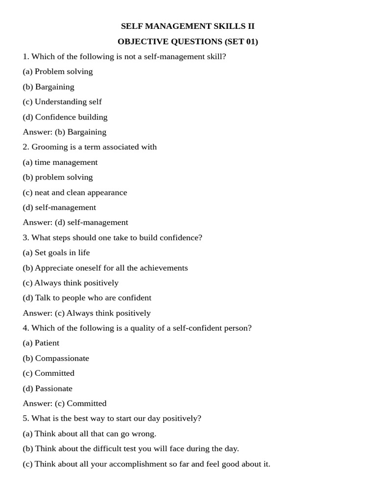 Class 10 Self-Management Skills MCQs | PDF | Stress (Biology) | Stress ...