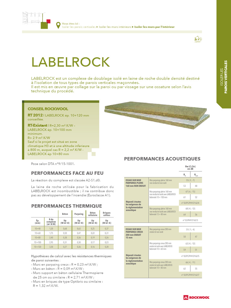 Isolation des murs avec LABELROCK | PDF | Plâtre | Physique appliquée ...
