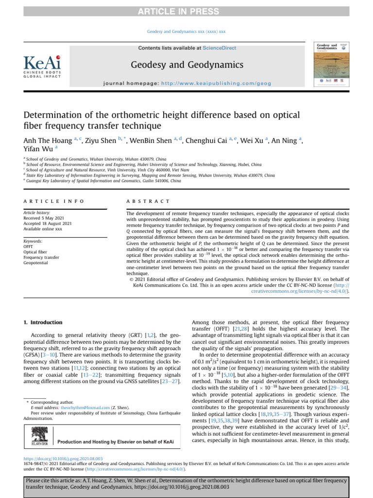 2021 - Hoang Et Al - Determination of The OH.. | PDF | Geodesy | Metrology