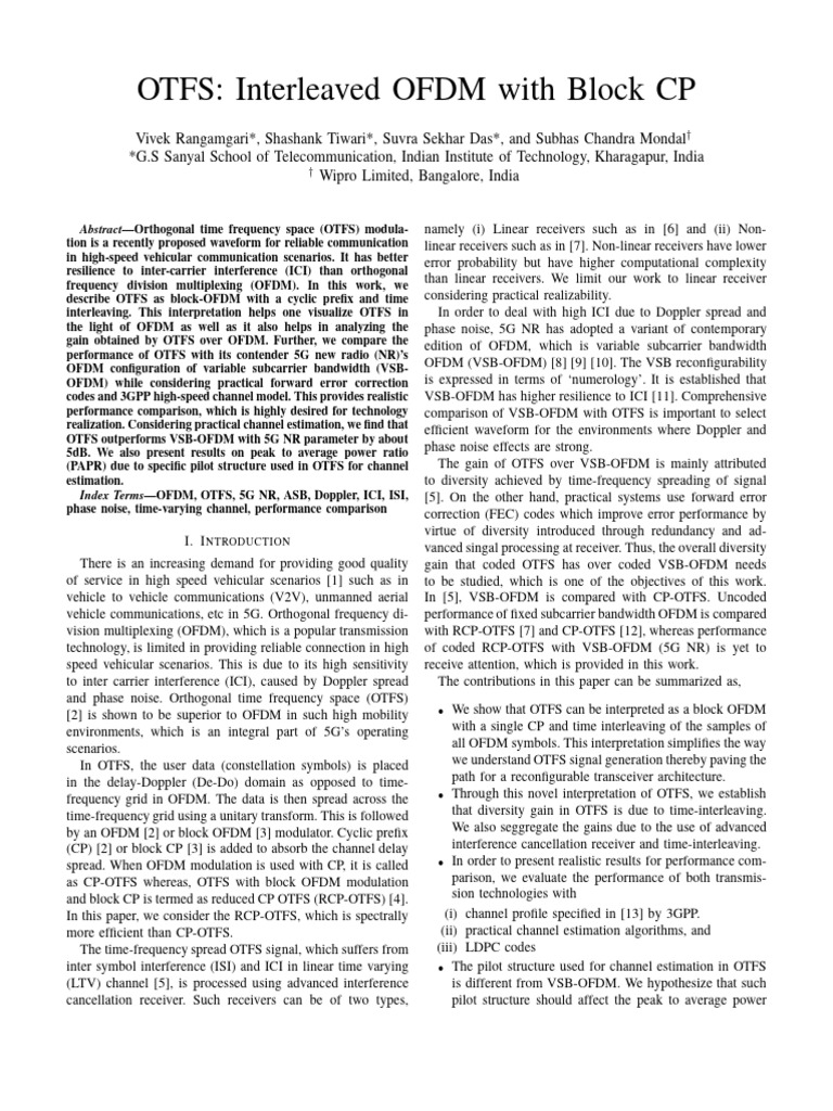 OTFS vs VSB-OFDM Performance Analysis | PDF | Orthogonal Frequency ...