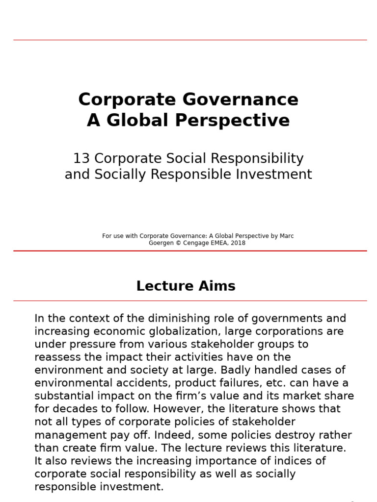 13 CSR | PDF | Corporate Social Responsibility | Governance