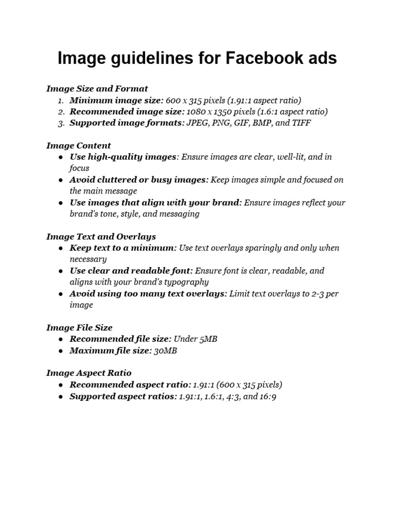 Image guidelines for facebook ads pdf