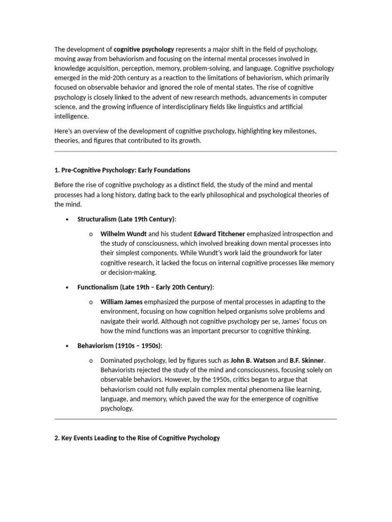 Evolution of Cognitive Psychology | PDF | Cognition | Psychology