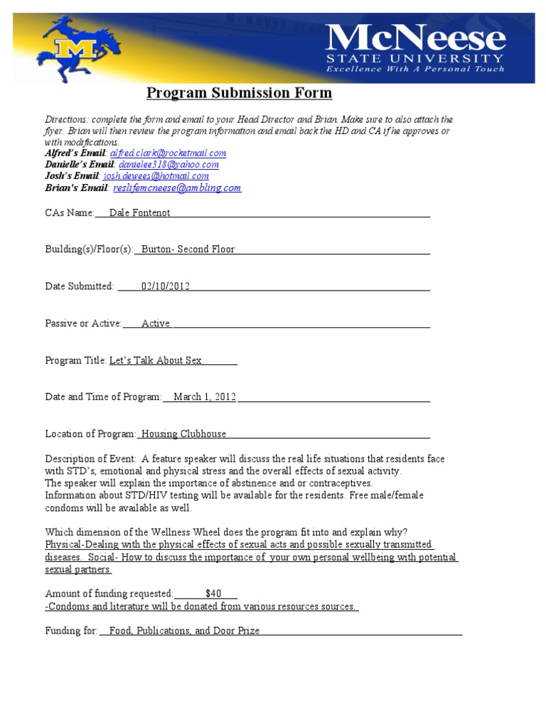Program Submission for Directors | PDF