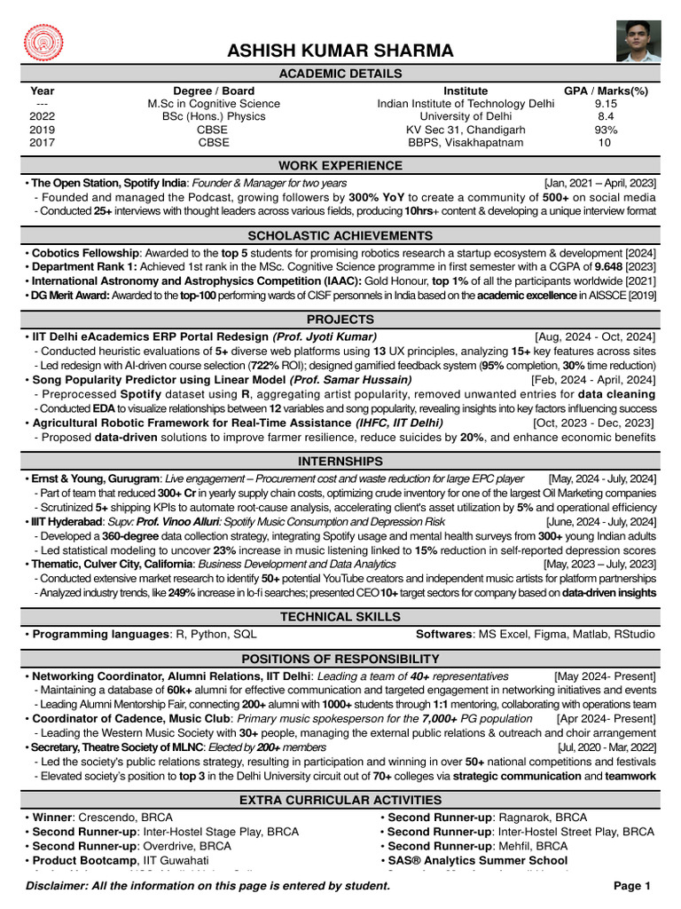 Ashish Sharma IITD CV | PDF