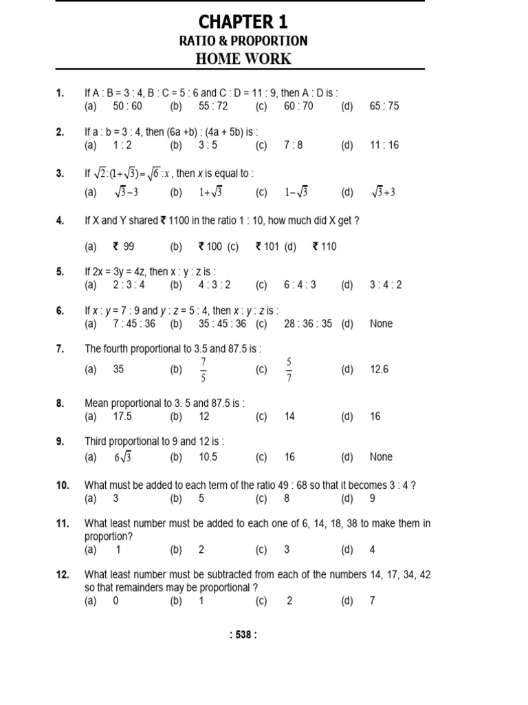 Ratio and Proportion Practice | PDF | Rupee | Arithmetic
