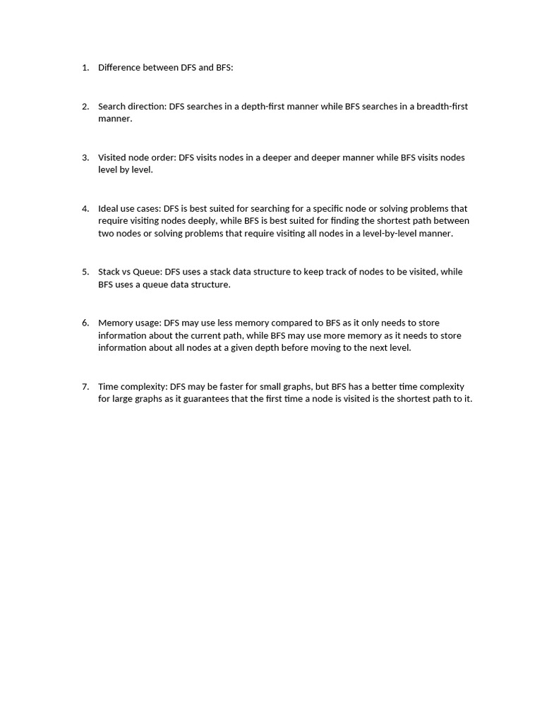 Difference Between DFS and BFS | PDF