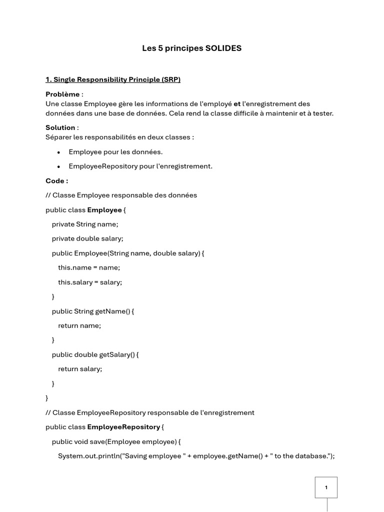 Principes SOLIDES en programmation Java | PDF | Interface (Informatique ...