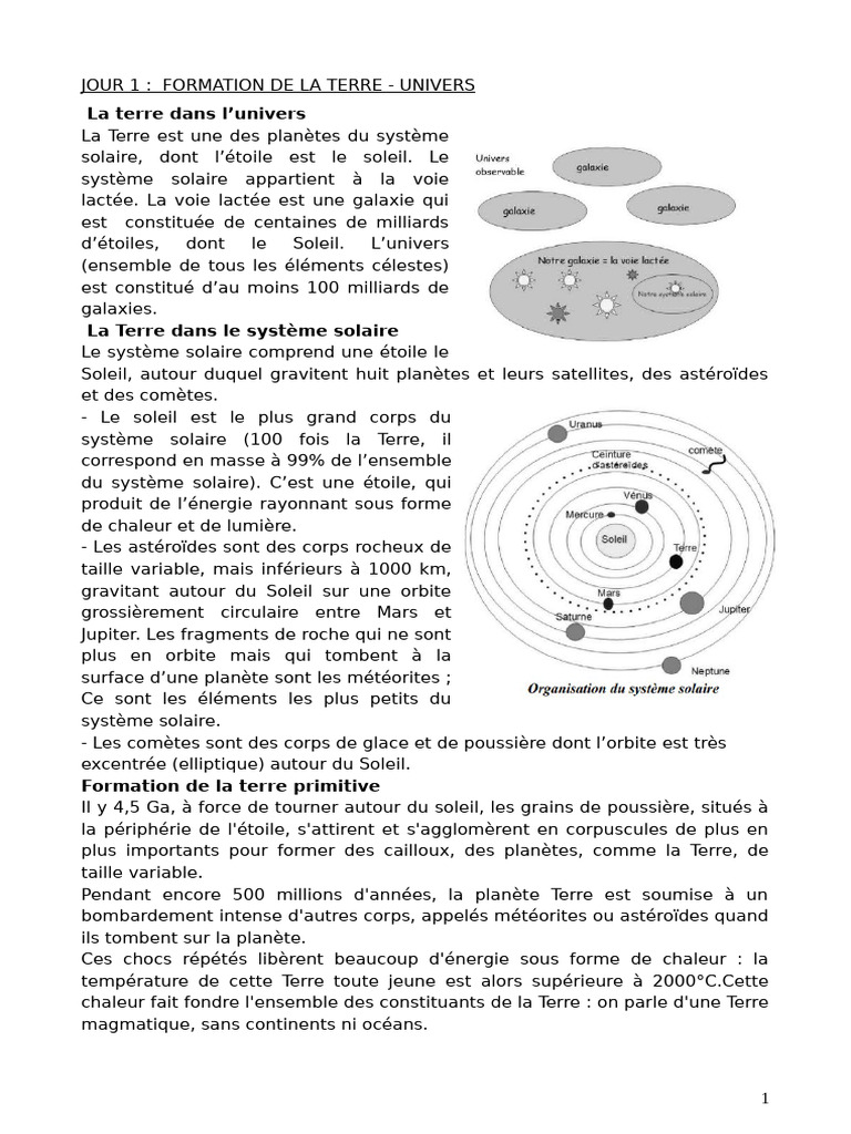 Formation de la Terre et des océans | PDF | Système solaire | Terre