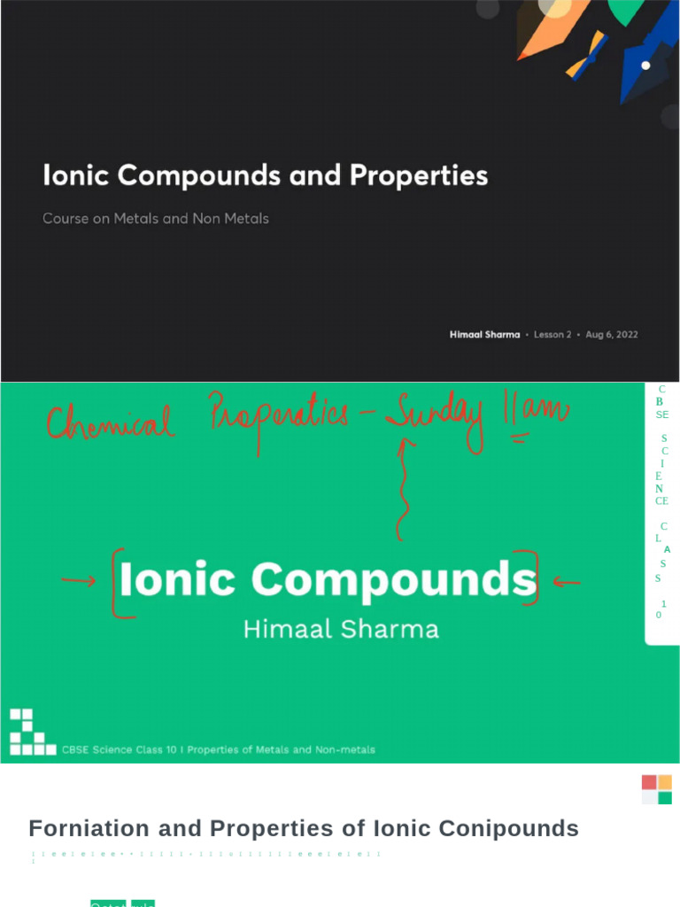 Ionic Compounds and Properties With Anno (1) - Merged | PDF | Ionic ...