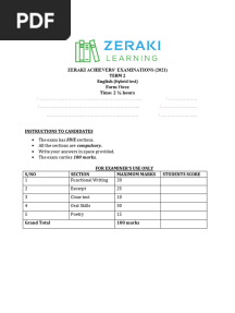 English Form 3 - Zeraki Achievers 2.0 - - Question Paper