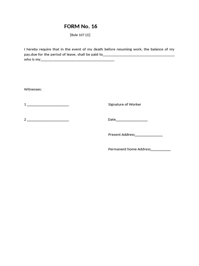 Form No. 16: Death Benefit Request | PDF