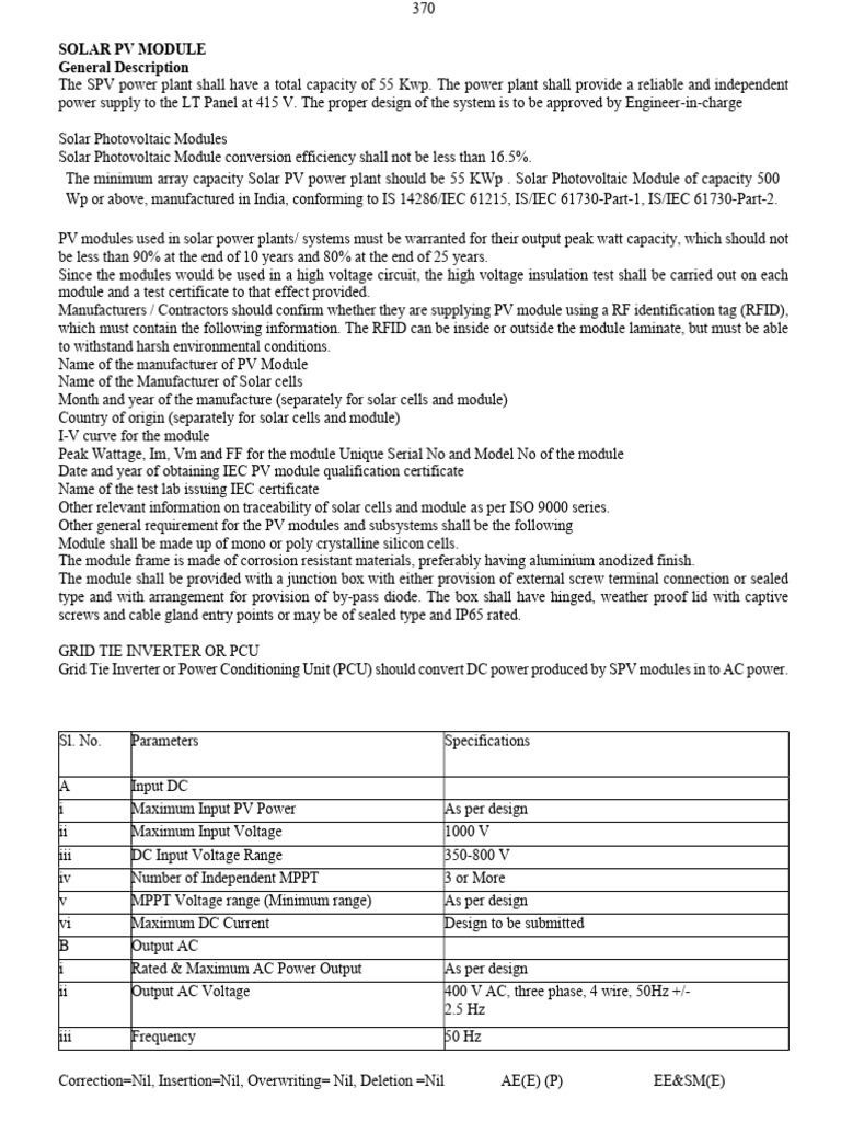 Solar PV Module and Inverter Specifications | PDF | Solar Panel ...