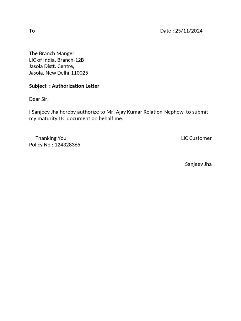LIC Letter | PDF