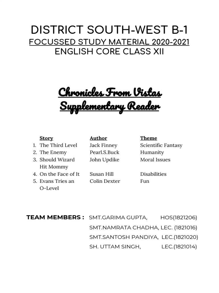 English Core Class Xii Third Level Analysis Pdf Magician Fantasy