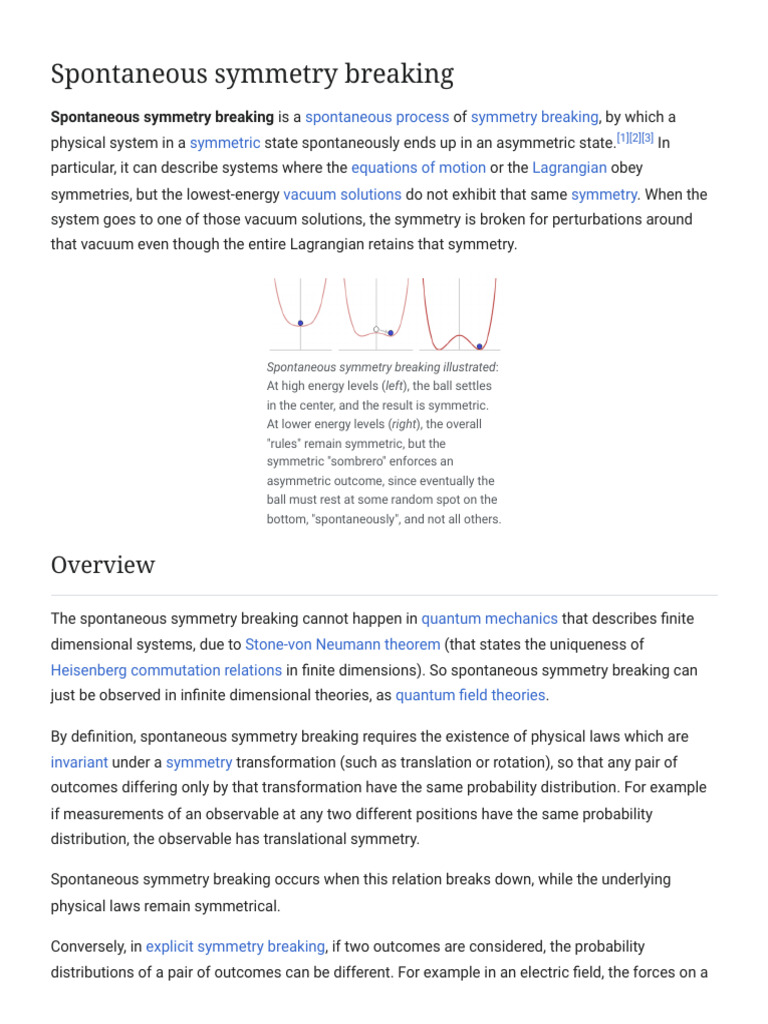 Spontaneous Symmetry Breaking Explained | PDF | Elementary Particle ...