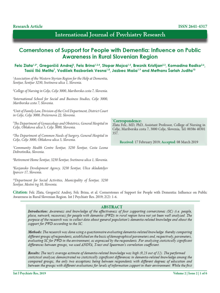 Dementia Support Awareness in Rural Slovenia | PDF | Disability | Dementia