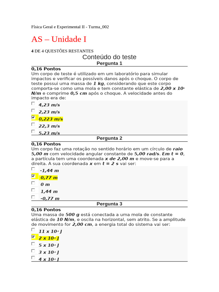 PERGUNTAS E RESPOSTAS 1,2,3,4,5,6 Física Geral e Experimental II | PDF ...