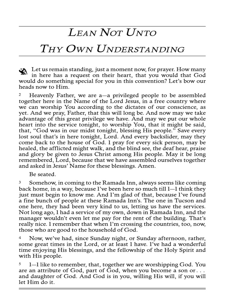 65-0120 Lean Not Unto Thy Own Understanding VGR | PDF | Jesus | Book Of ...