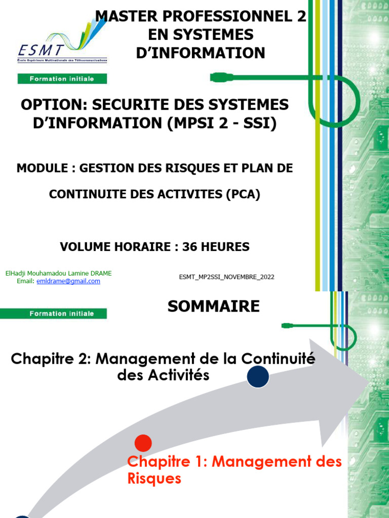 Gestion Des Risques En Ssi Pdf Sécurité Des Systèmes Dinformation 