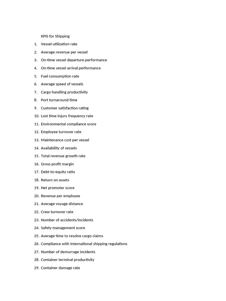 Key Shipping KPIs for Performance Tracking | PDF