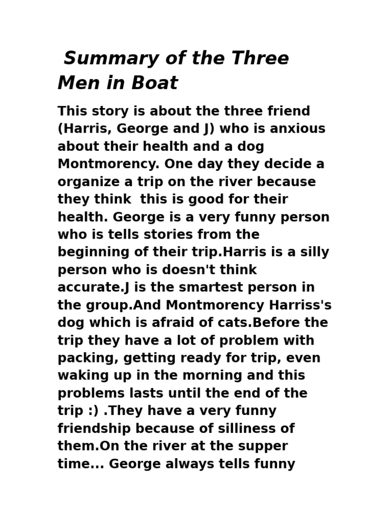 Humorous Summary of Three Men in a Boat | PDF
