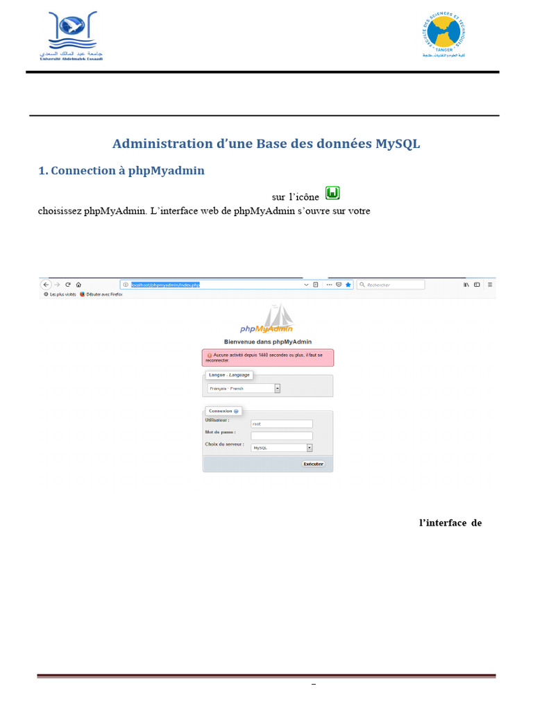 Administration MySQL : Création de DB et Tables | PDF | Informatique ...