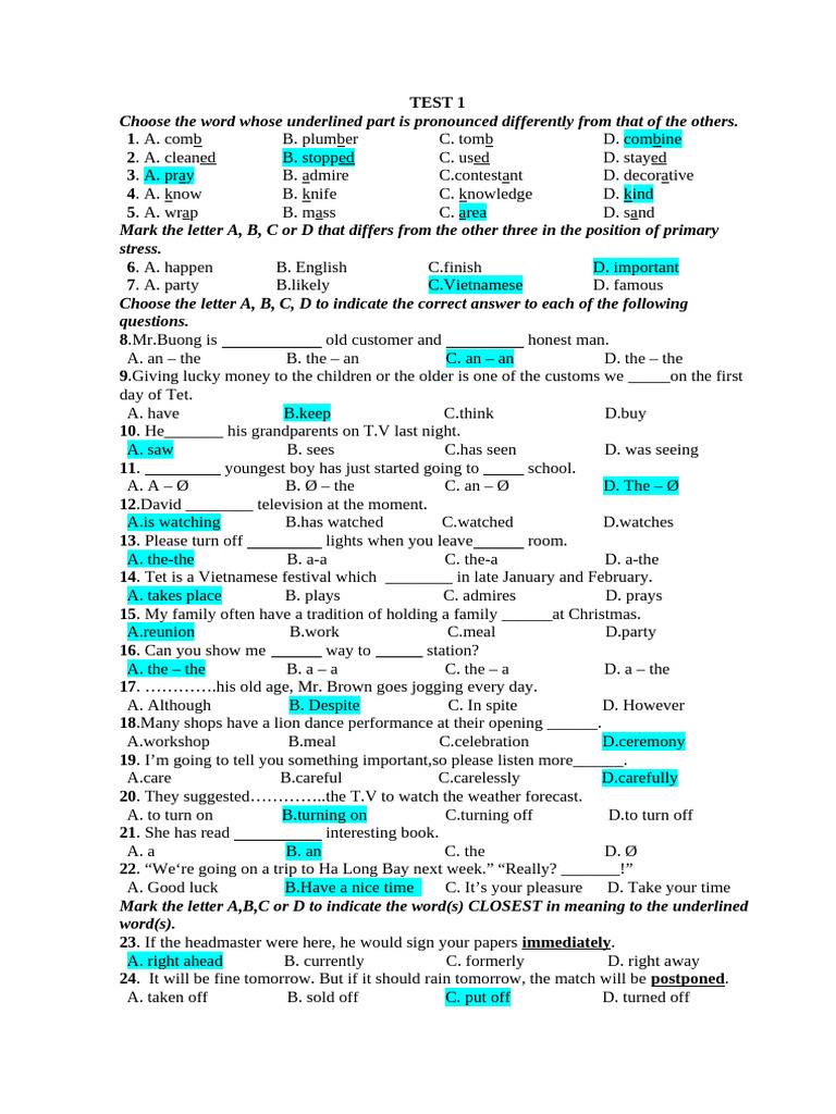 English Language Test Questions | PDF | Christmas