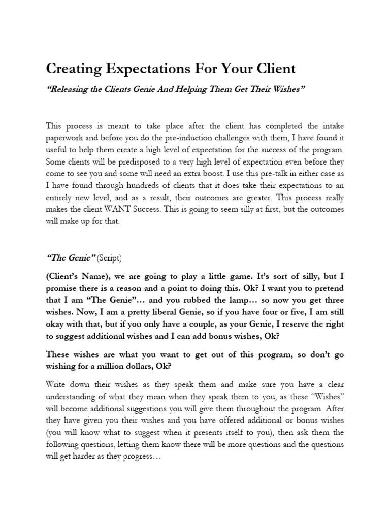 Michael DeSchalit Creating Expectations For Your Client Handout | PDF
