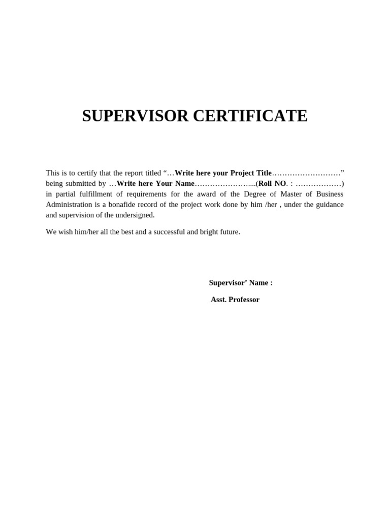 Supervisor Certificate PDF