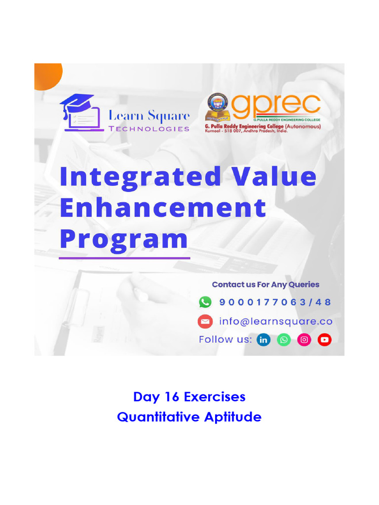 LST Day 16 Exercises - Quantitative Aptitude | PDF | Speed | Metre