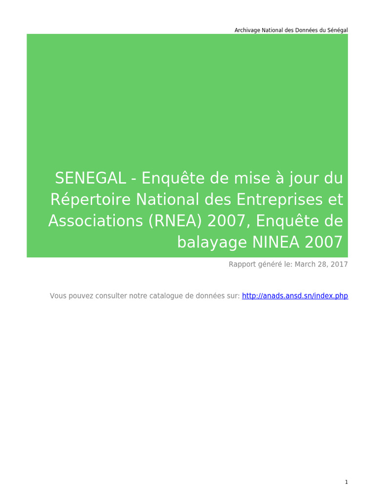 Mise à jour du Répertoire NINEA 2007 | PDF | Fichier informatique ...