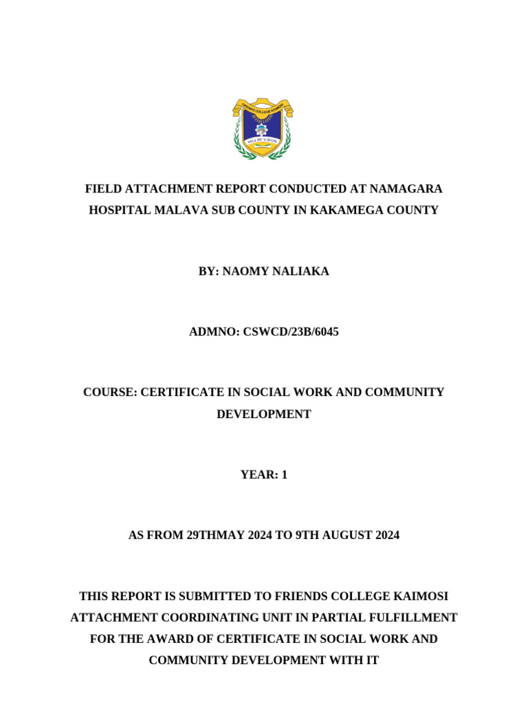 Social Work Field Report | PDF | Cost Of Living | Hospital