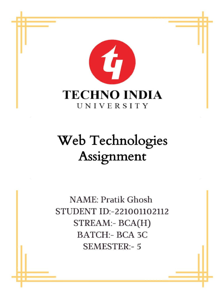 Web Technologies Assignment by Pratik Ghosh | PDF