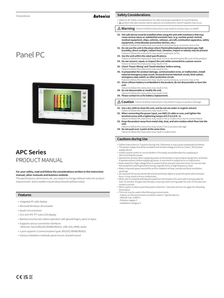 APC Panel PC Manual & Error Guide | PDF | Electrical Connector | Usb