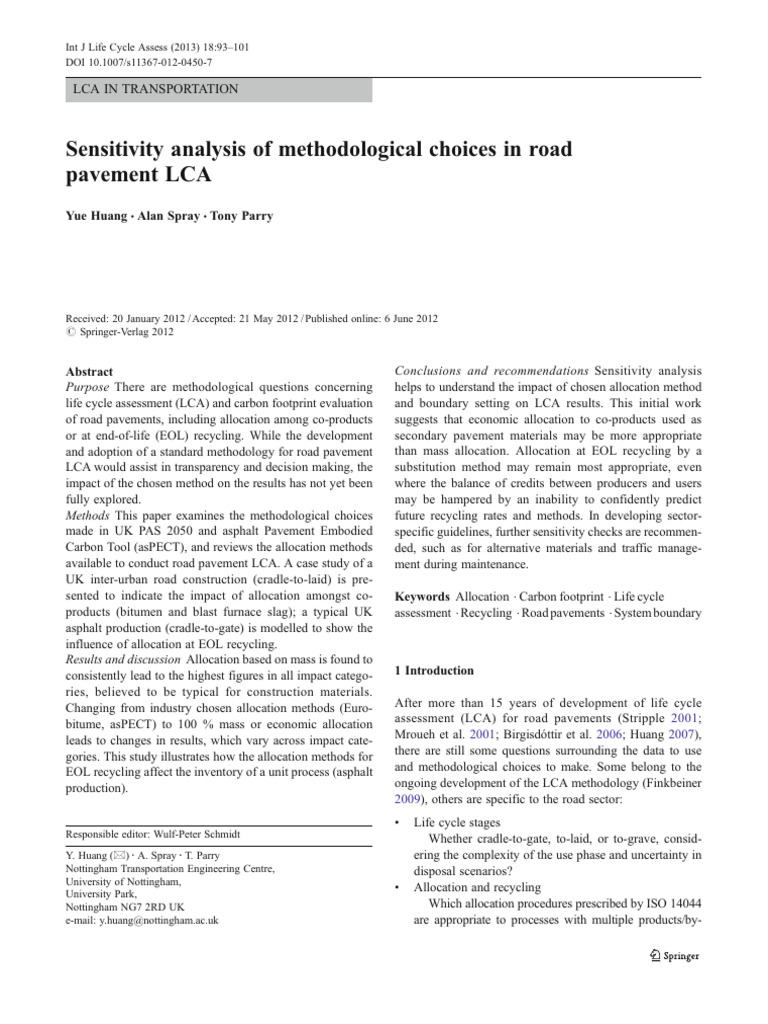 LCA Methodology for Road Pavements | PDF | Life Cycle Assessment | Concrete