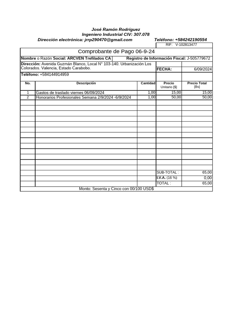 Recibo Pago 6-9-24 | PDF