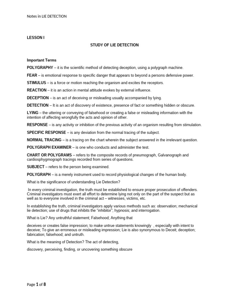 Lesson 1 2 pdf lie polygraph