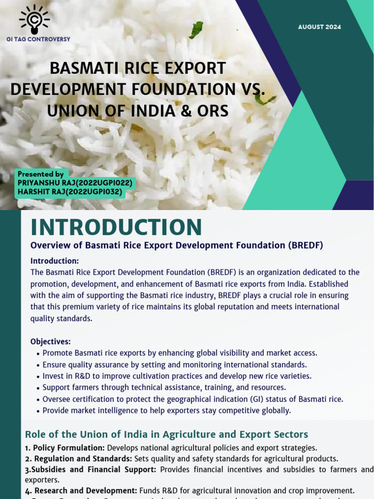 Basmati Rice GI Tag Dispute 2024 | PDF | Trademark | Trips Agreement